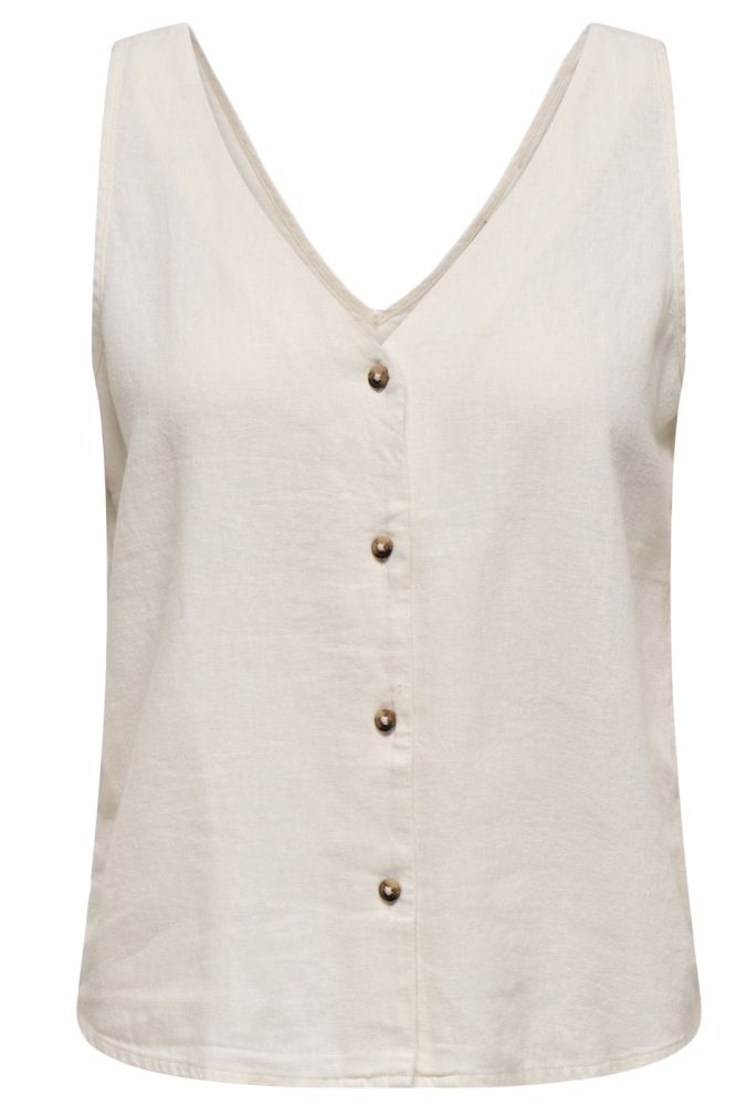 JDYSAY S/L LINEN V-NECK TOP WVN DIA 15317387 SNOW WHITE